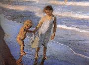 Joaquin Sorolla Two children in Valencia Beach Spain oil painting artist